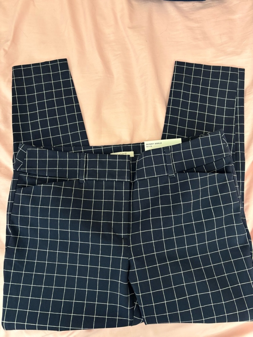 NWT LOFT BLUE & WHITE GEOMETRIC PRINT SKINNY ANKLE DRESS PANTS SZ 10P